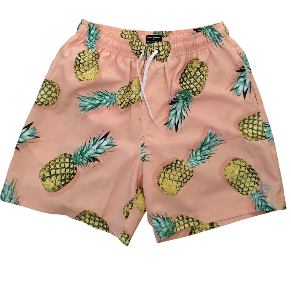 Ocean Current Mens Pineapple Print Swim Trunks Shorts Beach Summer
